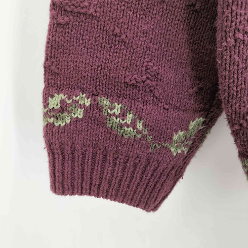 ノーザンリフレクションズ NORTHERN REFLECTIONS 90S カナダ製 刺繍 ランダム編み コットン ニット メンズ import:L