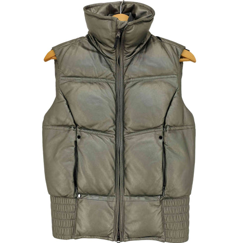 ラルフローレンブラックレーベル RALPH LAUREN BLACK LABEL シープレザー ハイネック ダブルジップ ダウンベスト レディース import:S