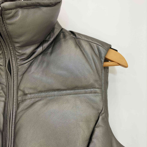 ラルフローレンブラックレーベル RALPH LAUREN BLACK LABEL シープレザー ハイネック ダブルジップ ダウンベスト レディース import:S