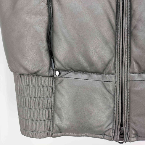 ラルフローレンブラックレーベル RALPH LAUREN BLACK LABEL シープレザー ハイネック ダブルジップ ダウンベスト レディース import:S