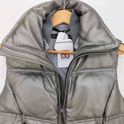 ラルフローレンブラックレーベル RALPH LAUREN BLACK LABEL シープレザー ハイネック ダブルジップ ダウンベスト レディース import:S
