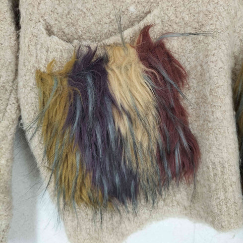 ザラ ZARA フェイクファーポケットブークレニット レディース S