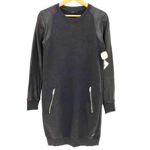 ディーゼル DIESEL 袖シープレザー切替 スウェットワンピース レディース