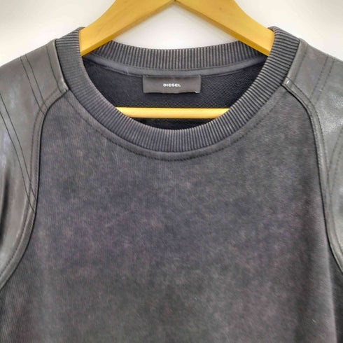 ディーゼル DIESEL 袖シープレザー切替 スウェットワンピース レディース