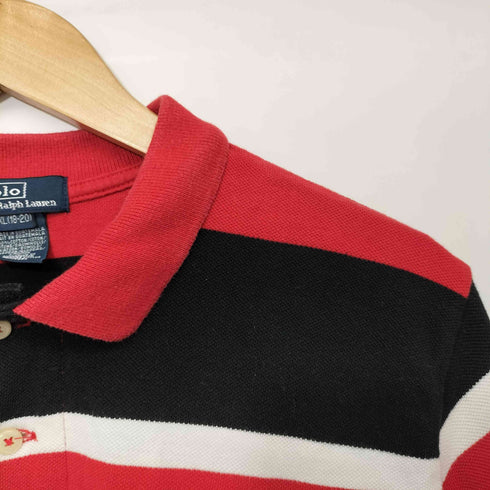 ポロバイラルフローレン Polo by RALPH LAUREN 90s ポニー刺繍 鹿の子 ボーダー L/S ポロシャツ メンズ import:XL