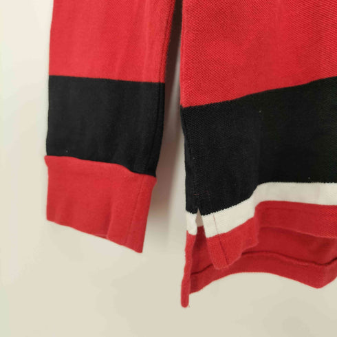 ポロバイラルフローレン Polo by RALPH LAUREN 90s ポニー刺繍 鹿の子 ボーダー L/S ポロシャツ メンズ import:XL