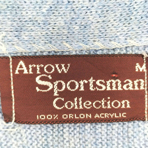 アロー ARROW 80-90S 胸元刺繍アクリルニットカーディガン メンズ import:M