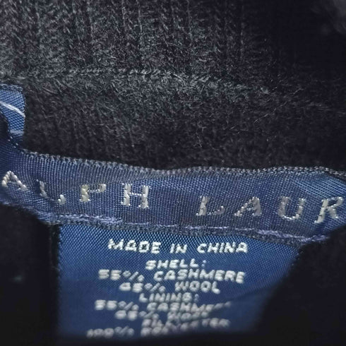 ラルフローレン RALPH LAUREN レザーパッチ カシミア混 ニットジャケット レディース import:S