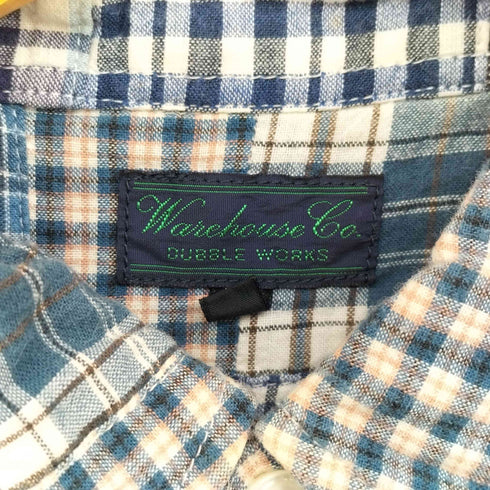 ウエアハウス WAREHOUSE DUBBLEWORKS パッチワーク S/S ボタンダウン シャツ メンズ JPN:S