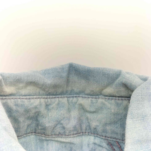 フェローズ PHERROWS 日本製 STORMYBLUE ワッペン 刺繍 S/S デニム シャツ メンズ JPN:S