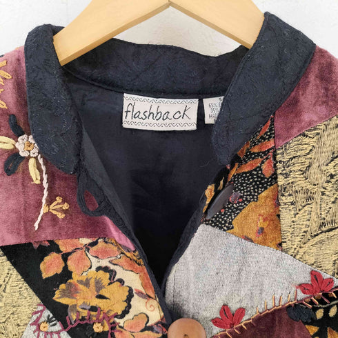 flashback インド製 刺繍 ノーカラー ジャケット レディース import:S