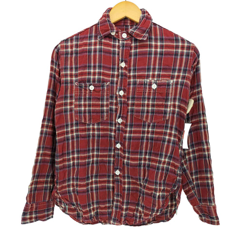 ポストオーバーオールズ POST OVERALLS USA製 チンスト マチ付き タータンチェック L/S シャツ メンズ import:XS