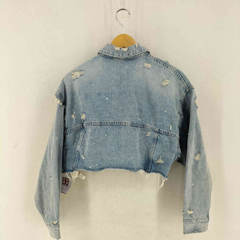 ザラ ZARA ダメージ加工 クロップド デニムジャケット レディース import:M