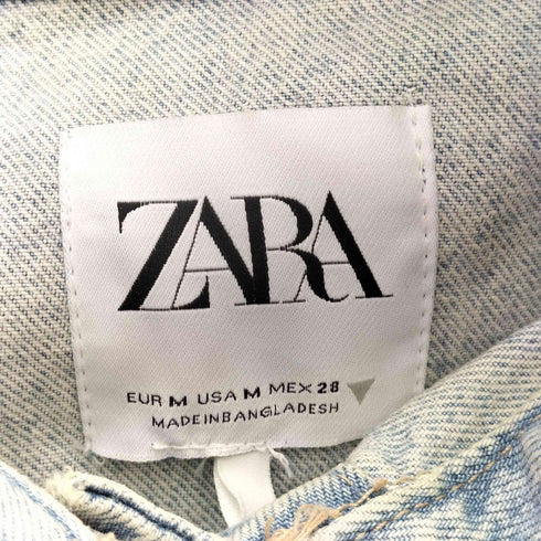 ザラ ZARA ダメージ加工 クロップド デニムジャケット レディース import:M