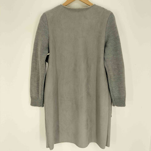 ノアジェ NOA-GE ニット切替 ノーカラー ボア コート レディース JPN:L