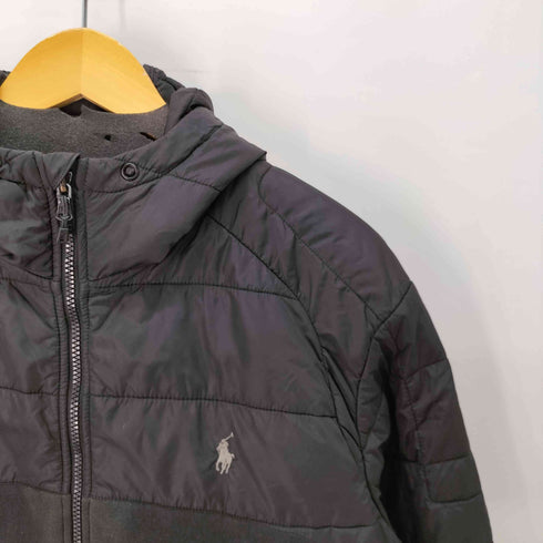 ポロラルフローレン POLO RALPH LAUREN ポニー刺繍 スウェット切替 中綿 フーデッド ナイロンジャケット メンズ import:XL