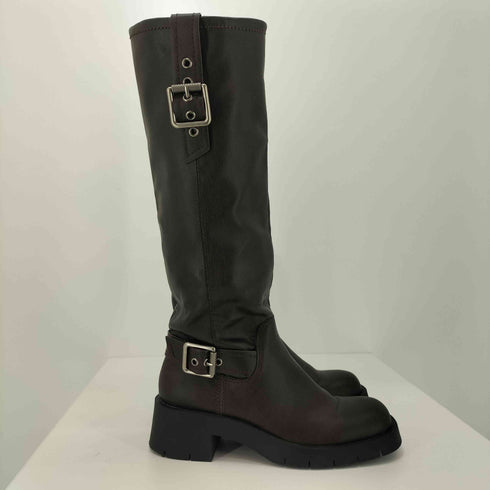 ザラ ZARA バックルフラットブーツ バイカーブーツ トラックソール レディース EUR:37
