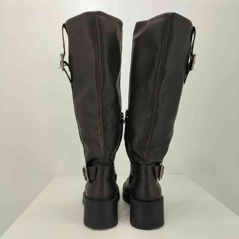 ザラ ZARA バックルフラットブーツ バイカーブーツ トラックソール レディース EUR:37