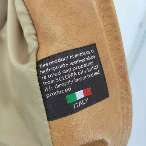 イタリア製 フロントジップ レザージャケット レディース