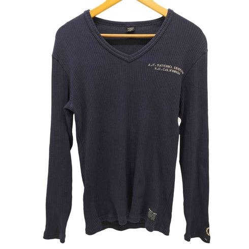 アヴィレックス AVIREX ステンシル リブ Vネック カットソー メンズ JPN:L