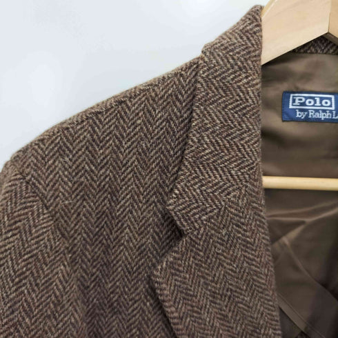 ポロバイラルフローレン Polo by RALPH LAUREN 90S-00S ヘリンボーン エルボーパッチ チンスト付 胡桃ボタン テーラードジャケット メンズ JPN:L