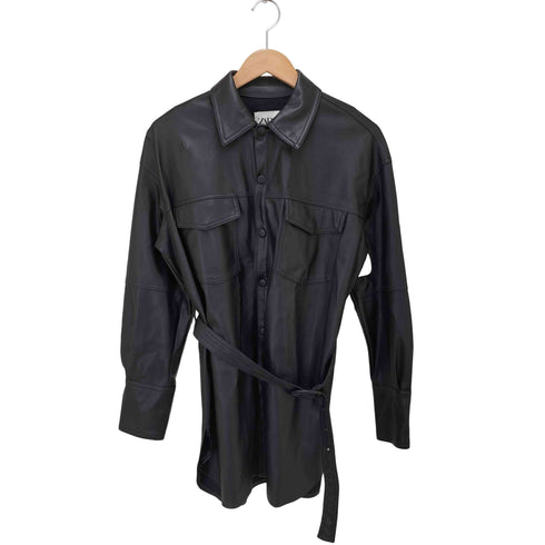 ザラ ZARA フェイクレザー シャツワンピース レディース JPN:S