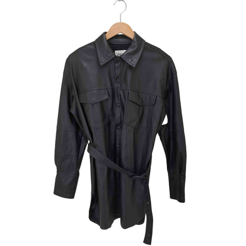 ザラ ZARA フェイクレザー シャツワンピース レディース JPN:S