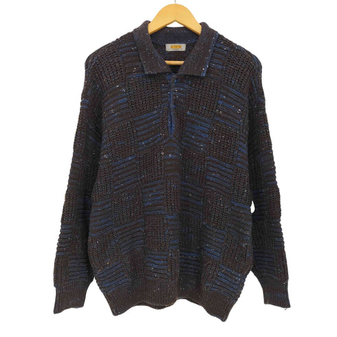 インターメッツォ INTERMEZZO 編み込み グラデーション ニットポロ メンズ import:M