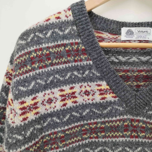 70S-80S VOLUNT フェアアイル柄 vネックニット メンズ JPN:L