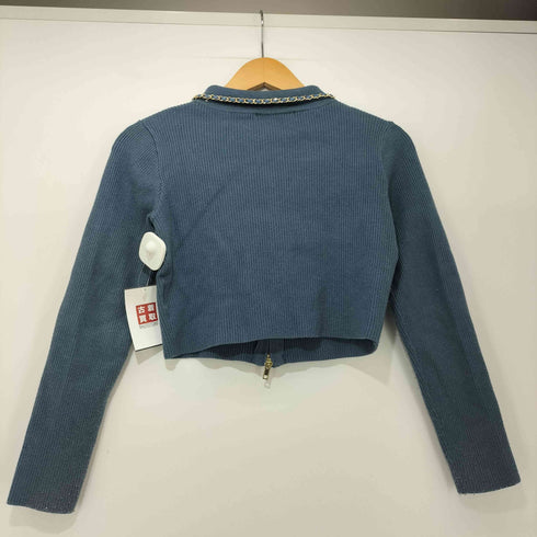 ロイヤルパーティー ROYAL PARTY 24AW チェーン トリミング ダブルZIP 長袖 ニット トップス レディース FREE