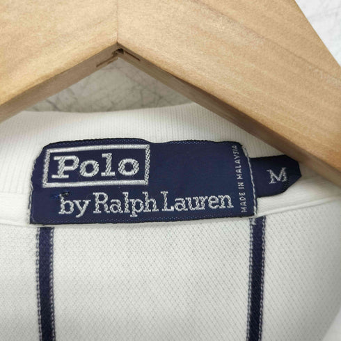 ポロバイラルフローレン Polo by RALPH LAUREN ワンポイント刺繍 ストライプ柄 半袖 ポロシャツ メンズ import:M