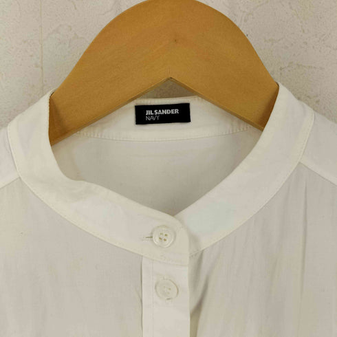 ジルサンダーネイビー JIL SANDER NAVY 袖切替 バンドカラー シャツ レディース 34