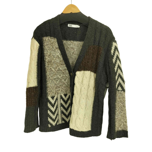 ザラ ZARA パッチワーク ニット カーディガン レディース import:S