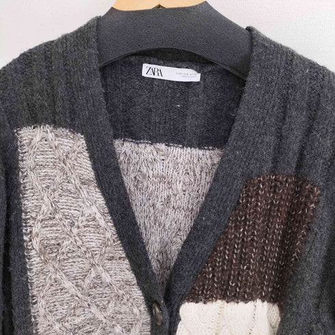 ザラ ZARA パッチワーク ニット カーディガン レディース import:S