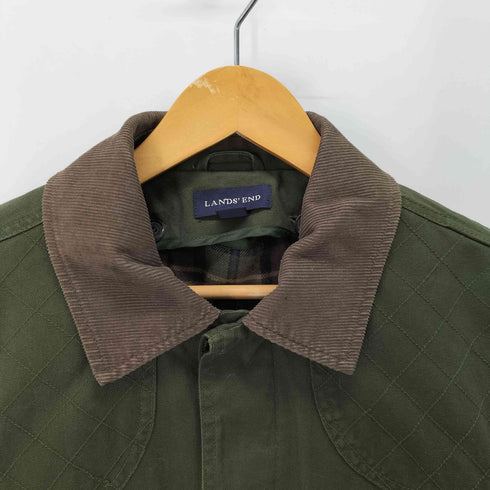 ランズエンド LANDS END 襟コーデュロイ エルボーパッチ 裏地チェックキルティングライナー ハンティングジャケット メンズ import:M