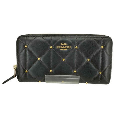 コーチ COACH キルティング ゴールドスタッズ レザー ウォレット レディース