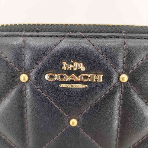 コーチ COACH キルティング ゴールドスタッズ レザー ウォレット レディース