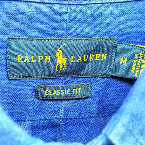 ラルフローレン RALPH LAUREN ポニー 刺繍 リネン L/S ボタンダウン シャツ メンズ import:M