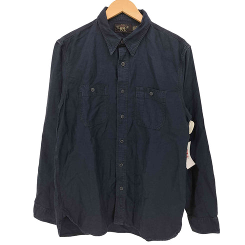 ダブルアールエルラルフローレン RRL RALPH LAUREN マチ付き インディゴ コットン リネン L/S ワーク シャツ メンズ import:M