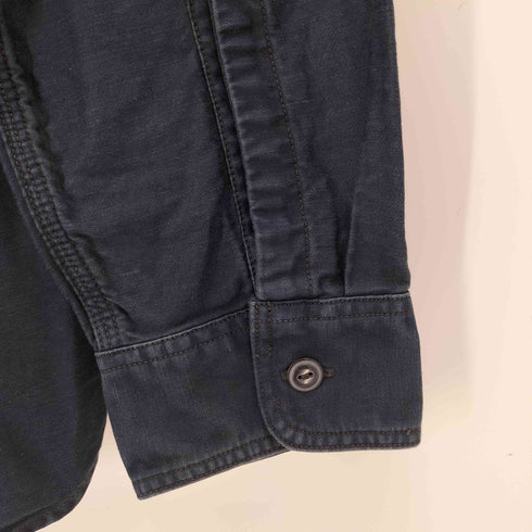 ダブルアールエルラルフローレン RRL RALPH LAUREN マチ付き インディゴ コットン リネン L/S ワーク シャツ メンズ import:M