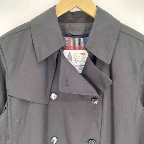 ロンドンフォグ LONDON FOG 80S USA製 ライナーマドラスチェック ポリコットン ミディアム丈 ダブルブレスト トレンチコート レディース UK6