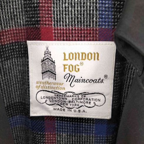 ロンドンフォグ LONDON FOG 80S USA製 ライナーマドラスチェック ポリコットン ミディアム丈 ダブルブレスト トレンチコート レディース UK6