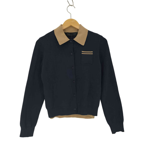 ザラ ZARA コントラストダブルレイヤーポロニットカーディガン レディース import:S