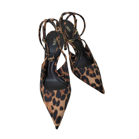 ザラ ZARA ANIMAL PRINT SLINGBACK HIGH HEELS アニマル柄 スリングバックハイヒール レディース 37