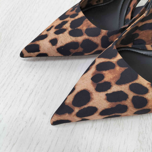 ザラ ZARA ANIMAL PRINT SLINGBACK HIGH HEELS アニマル柄 スリングバックハイヒール レディース 37