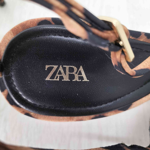 ザラ ZARA ANIMAL PRINT SLINGBACK HIGH HEELS アニマル柄 スリングバックハイヒール レディース 37