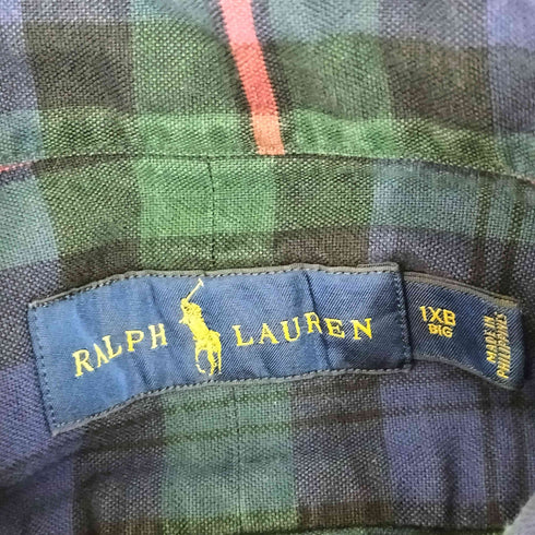 ラルフローレン RALPH LAUREN スモールポニー刺繍 ボタンダウンL/Sチェックシャツ メンズ 1XB