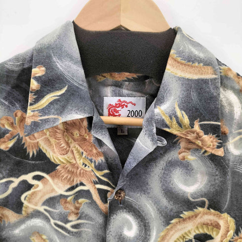 Pineapple Juice USA ハワイ製 龍 総柄アロハシャツ メンズ JPN:L