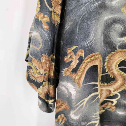 Pineapple Juice USA ハワイ製 龍 総柄アロハシャツ メンズ JPN:L