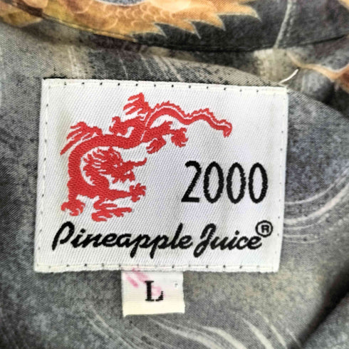 Pineapple Juice USA ハワイ製 龍 総柄アロハシャツ メンズ JPN:L